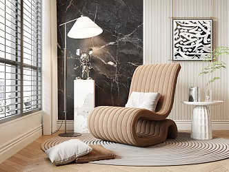 Modern Leisure Chair Living Room Leisure Chair Single Leisure Chair Side Floor Lamp 3d model