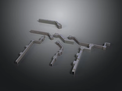 Building Architectural Components With Modular Gray Structure And Various Shapes 3d model