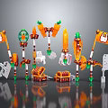 Lego Weapons Collection With Orange Green Design Flags And Treasure Chests