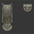 Ancient Architectural Components Featuring Staircase With Steps And Arched Doorway With Carvings And Decorations