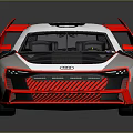 Audi Sporty Race Car With White Black Red Aerodynamic Design And Rear Wing