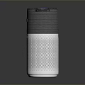 Two Modern Smart Speakers with Gray and White Cylindrical Mesh Surface and Top Indicator Lights