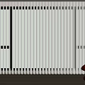White Vertical Blinds In Modern Interior With City View Wooden Floor And Accent Chair