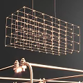 Modern Grid Structure Chandelier With Small Lights And Metal Frame For Indoor Spaces