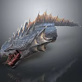 Ferocious Mythical Dragon Creature With Scaled Skin Sharp Teeth Spiked Back 3d model