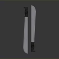 Two Sharp Knives With Blue Blades And Black Handles On Gray Gradient Background