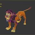 3D Animated Lion Character With Orange Body Black Mane And Yellow Eyes