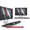 Dual Computer Monitors With Colorful Display And Keyboard Mouse Setup 3d model