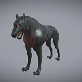 Fierce Black Wolf Game Movie Character With Red Eyes And Sharp Teeth