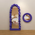 Purple Braided Frame Mirrors Rectangular And Round Wall Decor Pieces