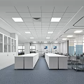 Hospital Ward Interior With White Storage Cabinets Hospital Beds Blue Curtains And Medical Equipment