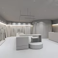 Modern Clothing Store Interior With Wooden Racks And White Counter Design
