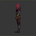 Game and Movie Character with Red Hair Beard Purple Outfit Leather Bracers and Waist Pouch