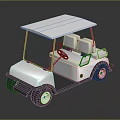 White Golf Cart With Roof Seats And Wheels For Golf Course Transportation