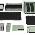 Futuristic Sci Fi Mechanical Components With Green And Black Tech Parts Design