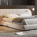 Modern Bedroom Interior Design With White Bed Wooden Wardrobe Pendant Lights And Large Window