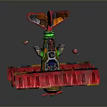 Red Biplane Model With Gold Green Accents For Cosmic Aerospace