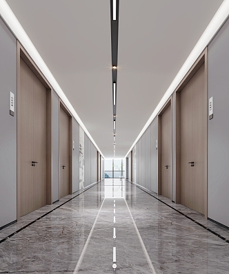 Modern office corridor clubhouse walkway 3d model