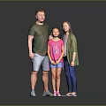 Group of Three People Standing Together in Casual Clothing with Gray Background