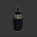 Transparent Glass Dropper Bottle With Black Cap And Dark Label Design
