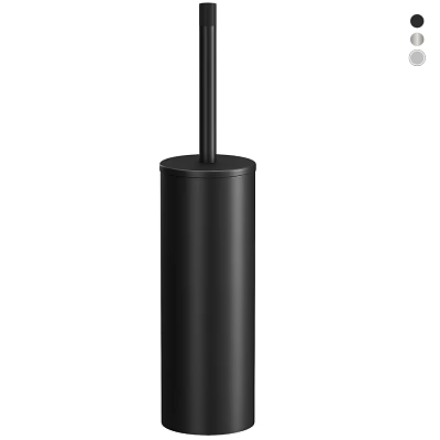 Modern Black Toilet Brush with Sleek Holder for Bathroom Cleaning Supplies 3d model