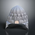 White Dome Architectural Structure With Layered Arches And Small Central Archway 3d model