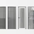 Modern Interior Flush Doors With Various Glass Panel Designs And Silver White Frames 3d model