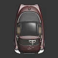 Vintage Red Retro Car With Black Roof Curved Body And Chrome Accents