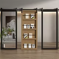 Modern Sliding Barn Door With Wooden Panels And Glass For Interior Home Decor