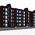Modern Multi Story Residential Building With Dark Exterior And Glass Windows