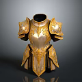 Medieval Weapon Armor With Golden Silver Intricate Patterns Chest Plate And Shoulder Guards