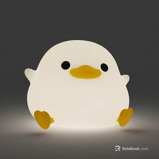 Cute Duck Shaped Decorative Light with White Body Yellow Beak and Soft Glow 3d model 