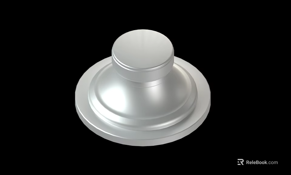 Shiny Silver Metal Component With Round Base And Smooth Polished Surface 3d model 
