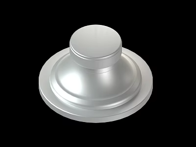 Shiny Silver Metal Component With Round Base And Smooth Polished Surface 3d model