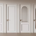 White Hinged Doors Various Designs With Glass Panels And Golden Handles Modern Interior