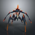 Menacing Dark Fantasy Creature Character With Spiked Limbs Fiery Accents And Multiple Appendages 3d model
