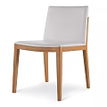 Modern Dining Chair with White Upholstered Seat and Natural Wooden Legs Design