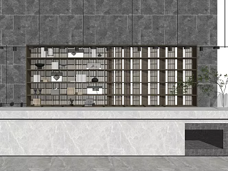 New Chinese-style reception desk display cabinet combination 3d model