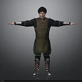Man In Traditional Costume With Arms Outstretched Standing Against Gray Background