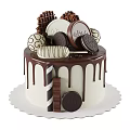 Dessert Shop Special Chocolate Cake With Cream Layers Chocolate Drizzle Cookies And Balls