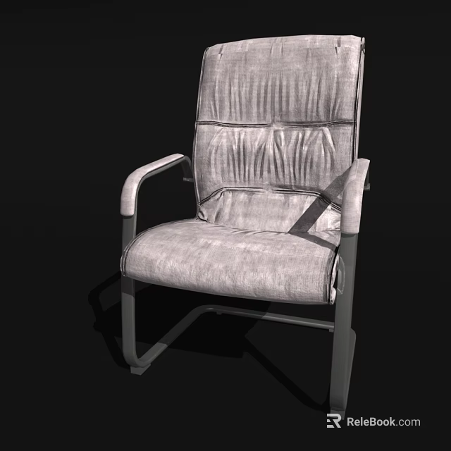 Modern Office Chair With Leather Padded Backrest Seat And Metal Armrests Frame 3d model 