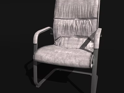 Modern Office Chair With Leather Padded Backrest Seat And Metal Armrests Frame 3d model