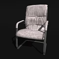 Modern Office Chair With Leather Padded Backrest Seat And Metal Armrests Frame