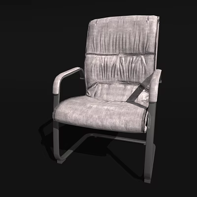 Modern Office Chair With Leather Padded Backrest Seat And Metal Armrests Frame 3d model