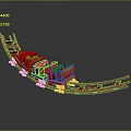 Vibrant Red Roller Coaster Track With Decorative Cars On Metallic Rails