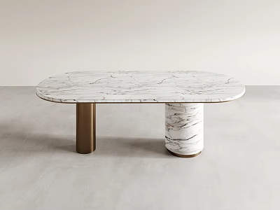 Elegant Modern Dining Table With Marble Tabletop And Sleek Metal Legs Design 3d model