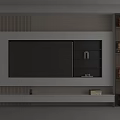 Modern TV Wall Interior Design With Wooden Panels Floating Shelves And Storage Cabinet