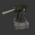 Futuristic Mechanical Weapon Detailed Design With Barrel Cables And Metallic Base Structure 3d model