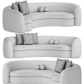 Beige Curved Sofa Interior Design With Decorative Pillows And Round Accent Cushions