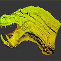 Pink Purple Dragon Head 3D Model with Sharp Teeth Open Mouth and Yellow Eyes